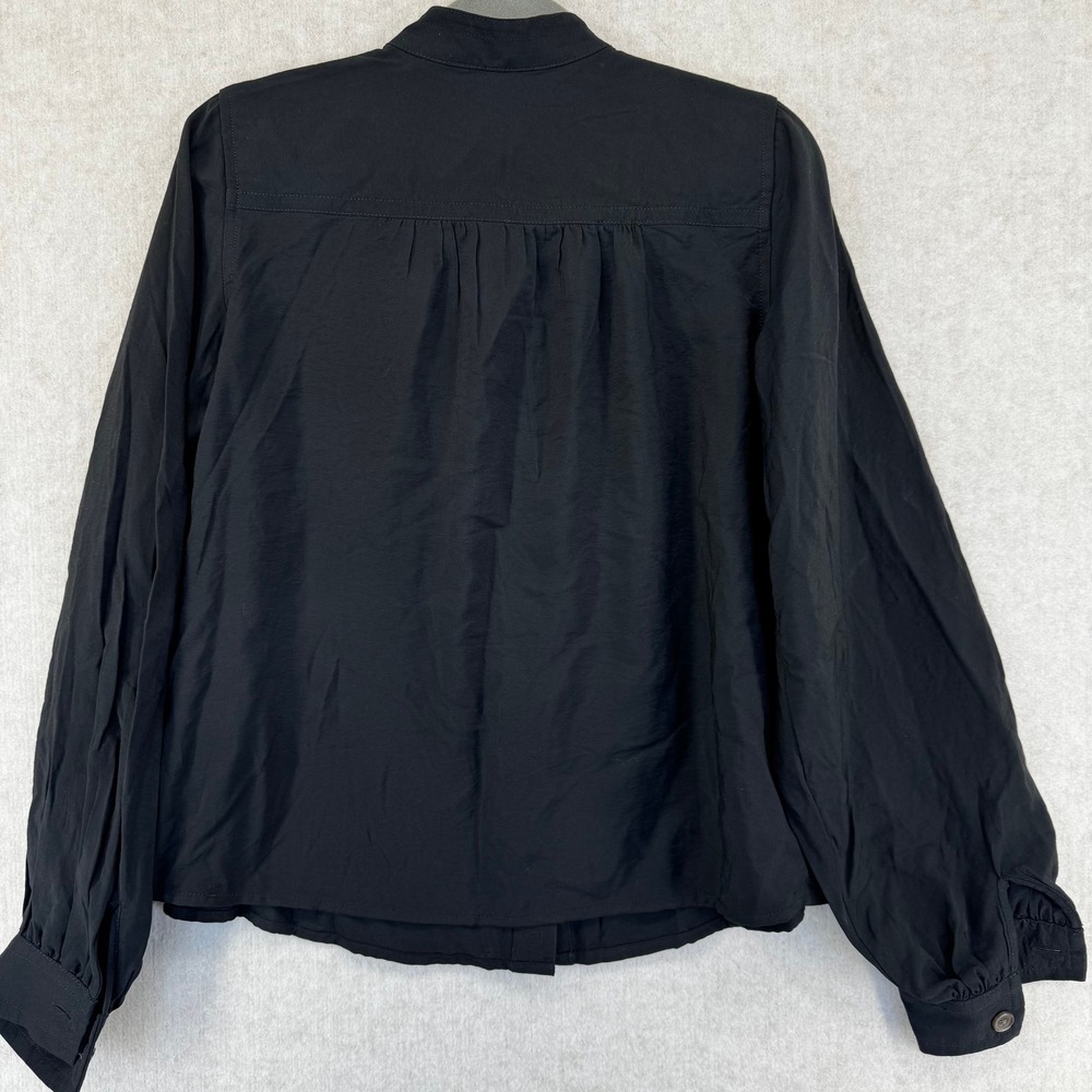 Banana Republic Womens XXS Black Mandarin Collar Balloon Sleeve Blouse NWT - Picture 4 of 8